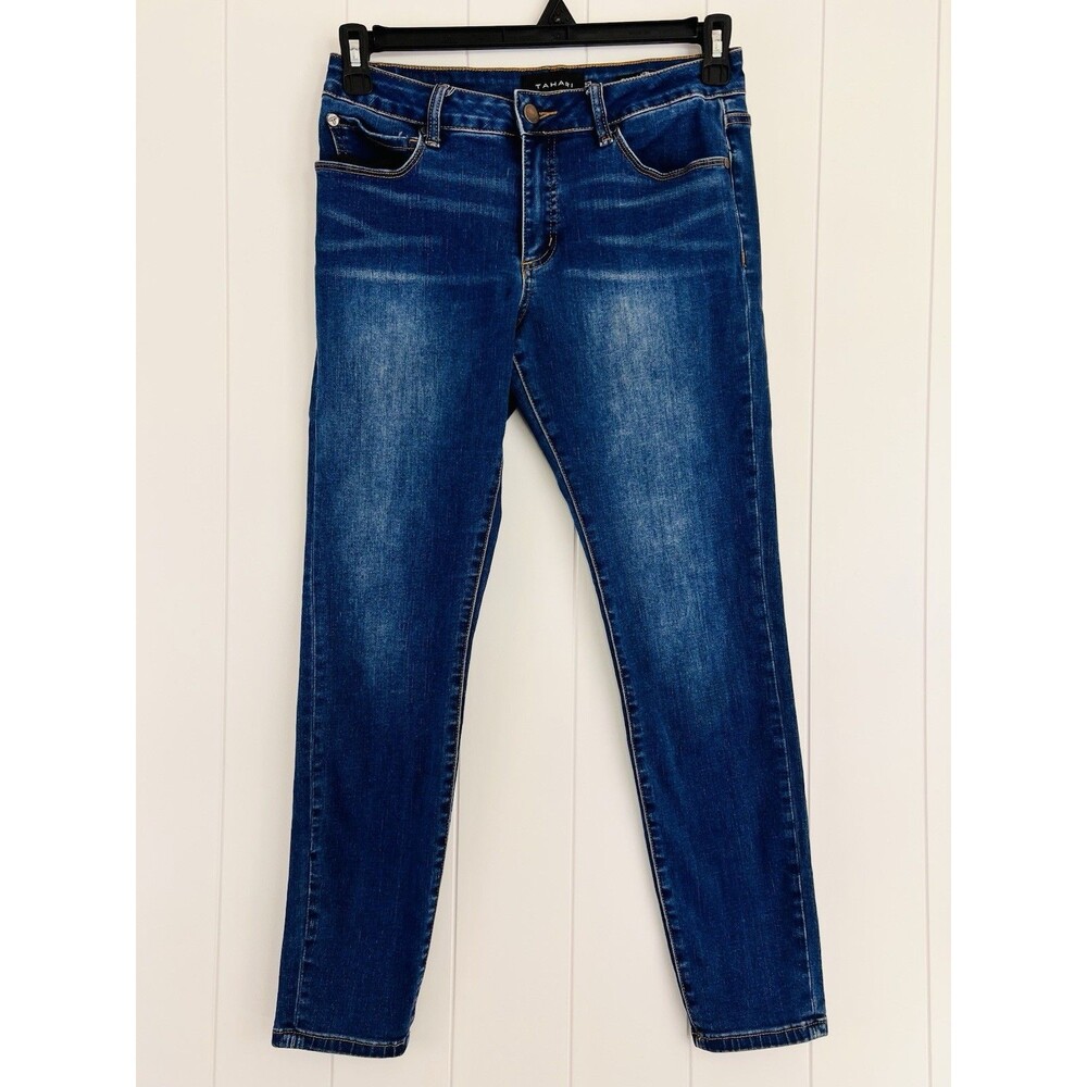 Tahari Chloe Skinny Jeans Blue Denim Stretch Slimming Mid Rise Size 6 / 28